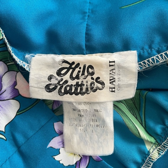 Vintage Hilo Hattie Muumuu Maxi Dress Hawaiian Round Neck Teal Pink Aloha XL EUC - Picture 5 of 10